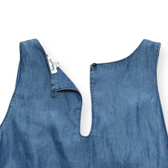 SPLENDID Chambray Romper Vintage Style 90's Y2K Drawstring Small V-Neck Blue - Picture 7 of 11